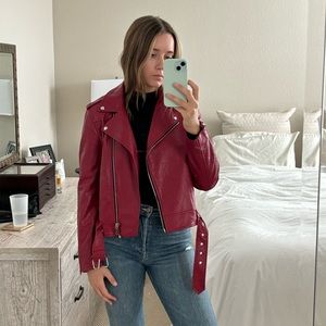 Zara red moto jacket